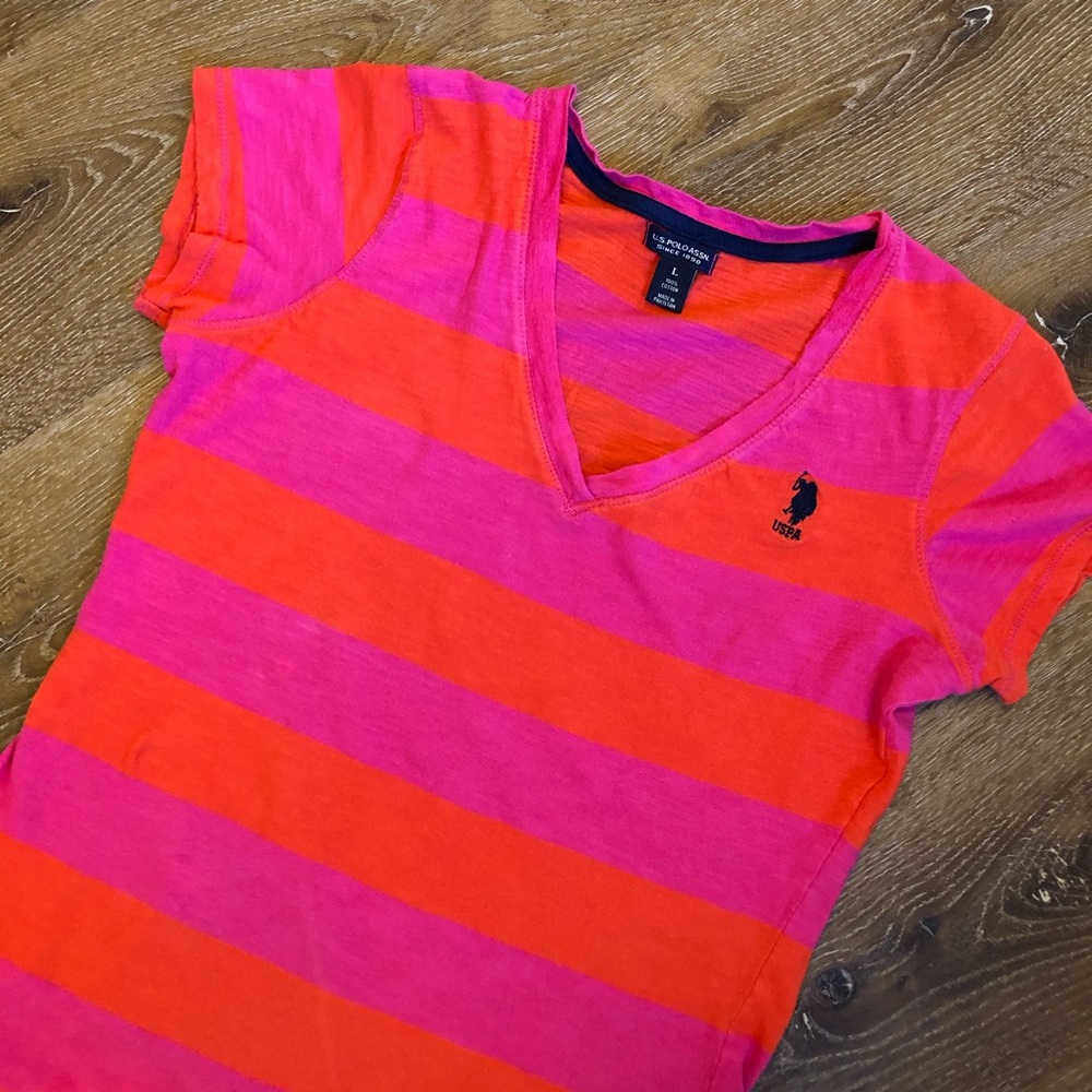 U.S Polo Assn. Striped V-Neck T-Shirt